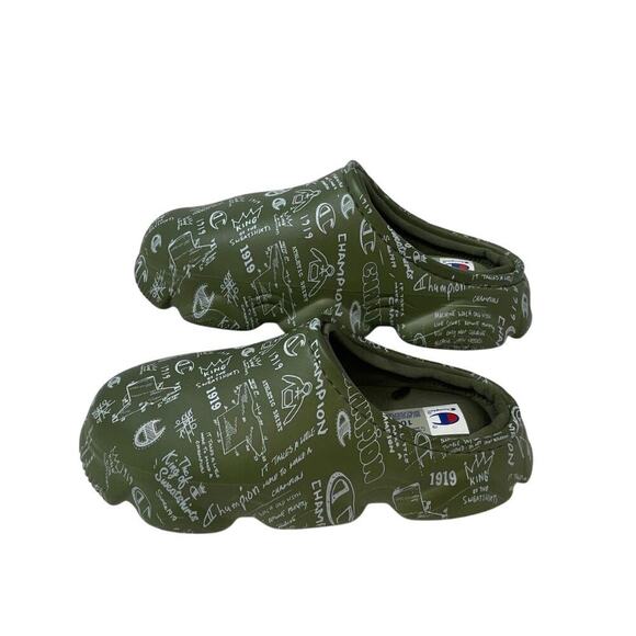 Champion Meloso Clogs Men’s 10 Olive Green Graffiti Foam Slides - Picture 1 of 5